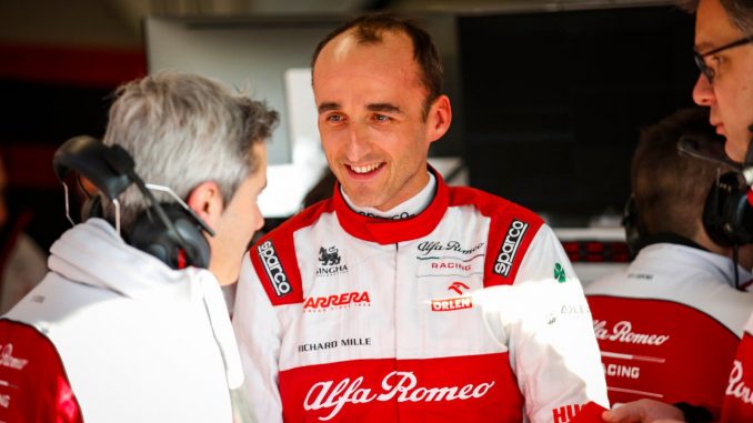 Kubica en el box de Alfa Romeo