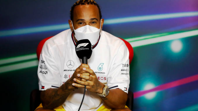 Lewis Hamilton en la rueda de prensa del GP de Arabia Saudí | Fuente: twitter @MercedesAMGF1