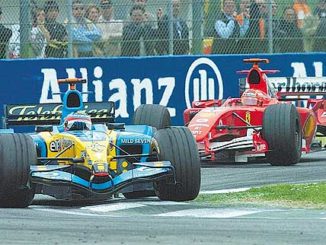 Alonso y Schumacher durante el GP de San Marino 2005 | Fuente: Formula 1