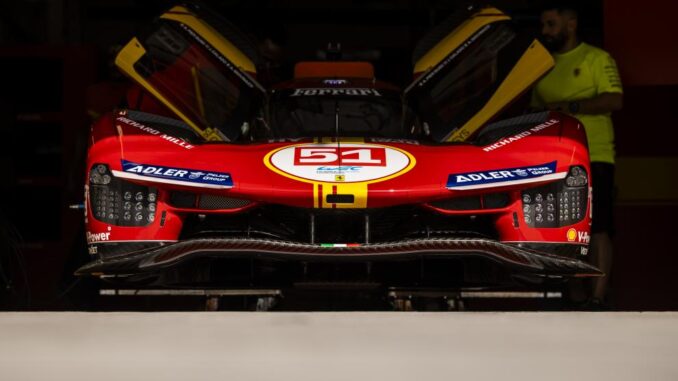 El 499P de Ferrari en Catar, listo para empezar la temporada 2024 | Fuente: FIA WEC