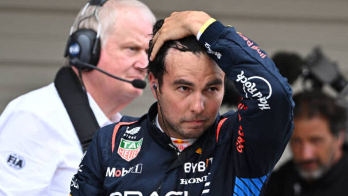 Sergio Pérez antes de subir al podio en el Gran Premio de Japón 2024 | Fuente: Getty Images